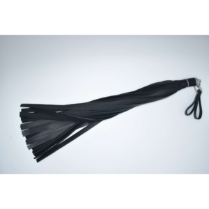 black leather flogger whip with wrist strap for BDSM playroom accessories